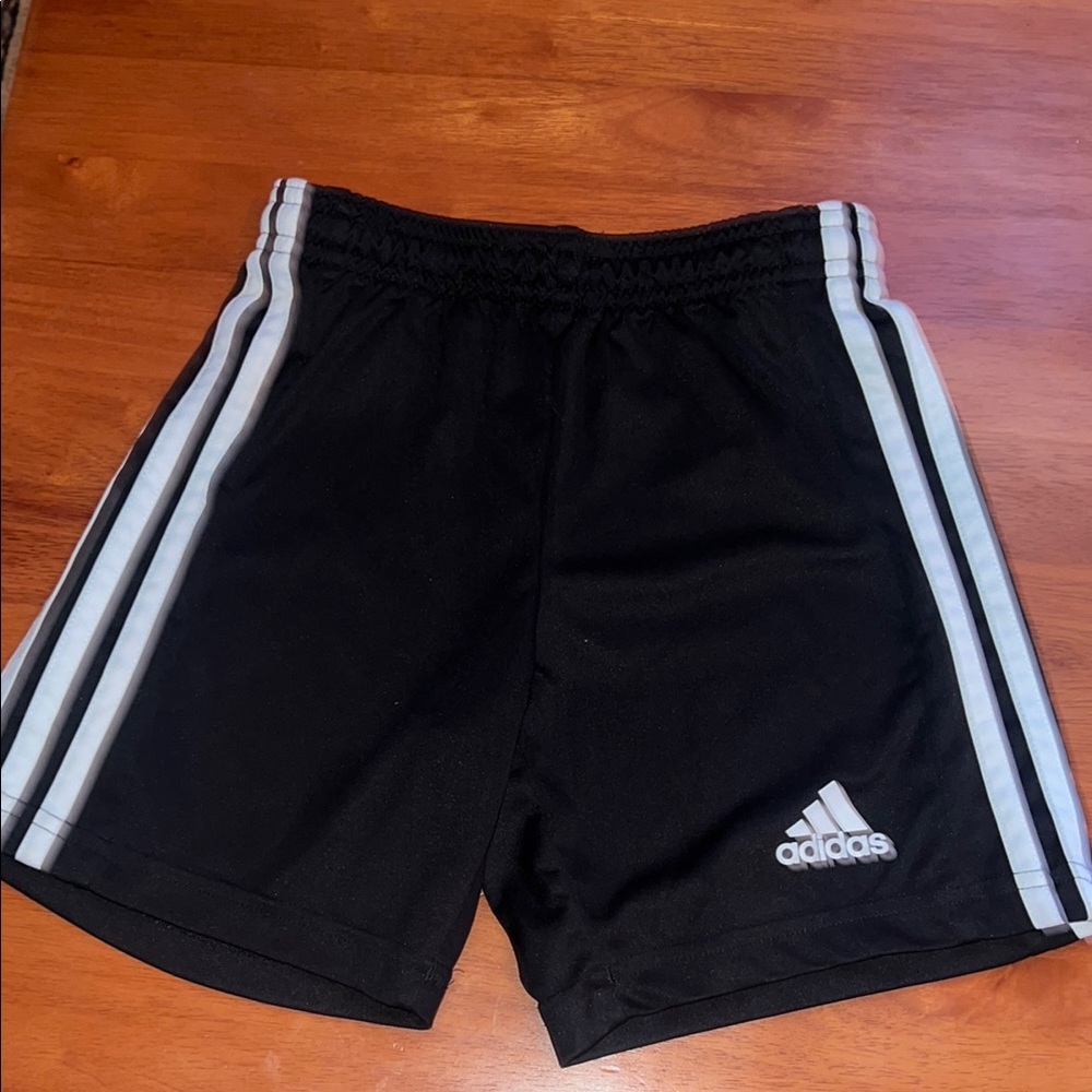 Adidas Kids Black Shorts with White Stripes